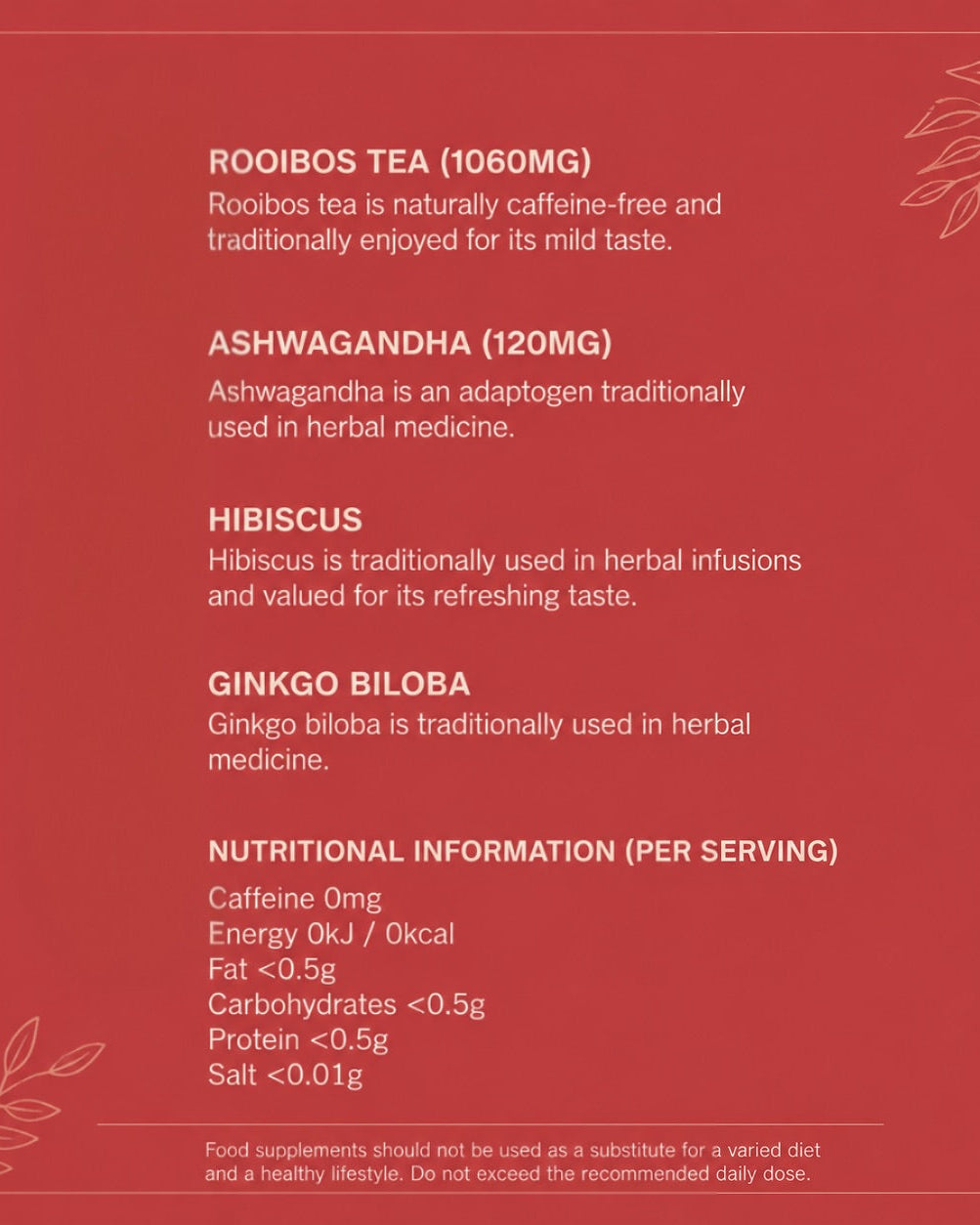 Hibiscus Rooibos + Ashwagandha, 30 tea bags