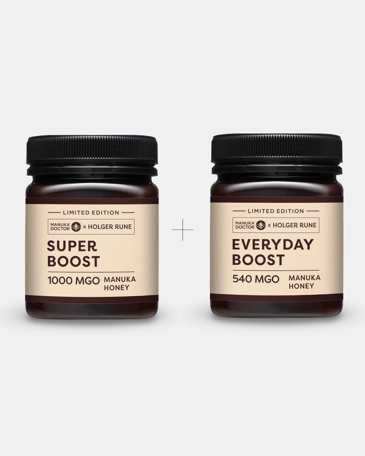 Performance mix. Manuka Everyday Boost 540 MGO and Manuka Super Boost 1000 MGO certified Manuka honey